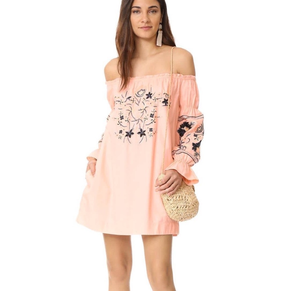 The Free People Fleur Du Jour Pink Embroidered Dress
